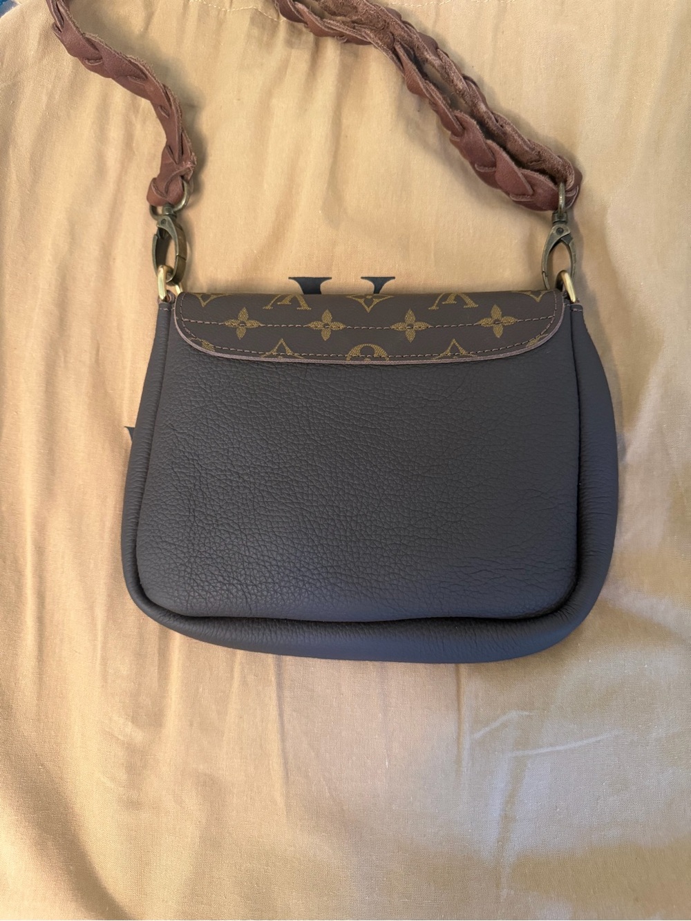 The Odyssey - Vintage BOHO Monogram Crossbody Bag in Brown - Picture 6 of 10